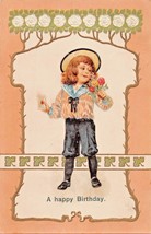 Un Happy Birthday 1908 Goffrato Dorato Cartolina Albero Outline-Flowers-Clover - £5.11 GBP