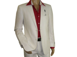 Adolfo Men&#39;s Linen Suit summer suit Breathable and comfortable C500 White - $104.99