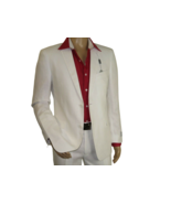 Adolfo Men's Linen Suit summer suit Breathable and comfortable C500 White - $134.99