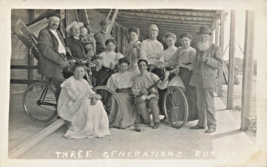 Three Generations RUSSIANS-SOME Bicycles &amp; Music INSTRUMENTS~1910s Rppc Postcard - £9.36 GBP
