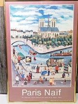 Framed Bin Kashiwa Paris Naif France Notre Dame Seine River Print 24.5&quot; x 16.75&quot; - £70.01 GBP