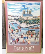 Framed Bin Kashiwa Paris Naif France Notre Dame Seine River Print 24.5&quot; ... - £68.83 GBP