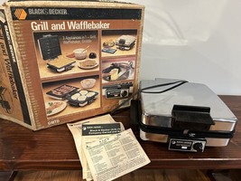 Black &amp; Decker Grill Waffle Iron G48TD Nonstick Griddle 80s Vintage Tested - £31.00 GBP