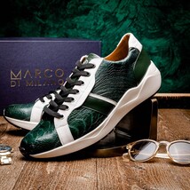 Lyon Genuine Ostrich and Calfskin Fashion Sneaker Green / White image 11