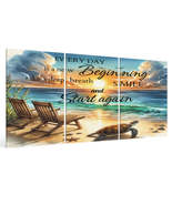 Triptych Canvas Wall Art – &quot;Every Day is a New Beginning&quot; – Inspirationa... - $143.71 CAD+