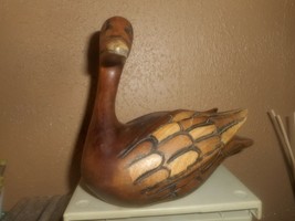 Hand Carved Wooden Duck 1997 Jamaican Crafted Unique Design In Wood Decorative - £22.73 GBP