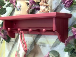 24&quot; Red wooden shelf for knik knack, plates / pegs - £24.21 GBP