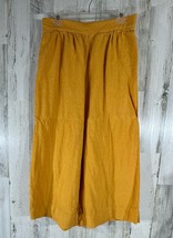 Lou &amp; Grey Loft Mustard Yellow Linen Pants Size Medium Wide Leg Cropped ... - £21.70 GBP