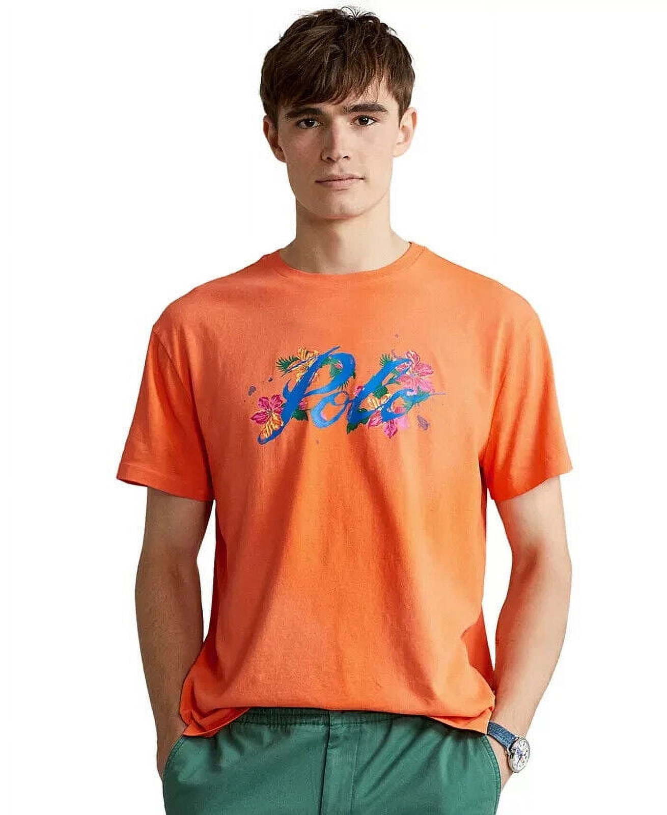 Polo Ralph Lauren Mens Classic-Fit Floral Logo T-Shirt Spectrum Orange-2XL - £31.86 GBP