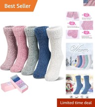 Thick Knit Womens Wool Socks Gift Set - 5 Pairs for Winter Warmth and Style - $37.50