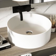 Cpingao 18&quot; Large Round Matte White Bathroom Vessel Sink Modern Bowl, 2209B - £194.28 GBP