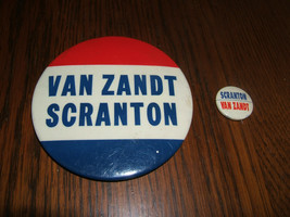 1962 Scranton &amp; Van Zandt Vote Republican 1 Large 1 Small Pa Campaign Pins - £10.67 GBP