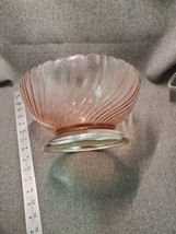 Vintage Arcoroc France Rosaline Pink Swirl Centerpiece Bowl Metal Base 10 5&quot; - £23.36 GBP
