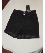 Fashion Nova Carter Denim Shorts Womens Juniors Black sz 15/16 High Rise... - £11.47 GBP