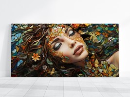 Mosaic Woman Art, Elegant Lady Art, Modern Women Painting, Framed Poster Canvas - £21.12 GBP+