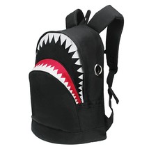 3D Shark Canvas Backpack Kids Book Bag School Backpack for Teen Girls Boys Black - £26.88 GBP
