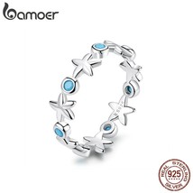 Ling silver stackable starfish finger ring solid ocean blue ring for women fine jewelry thumb200