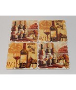 Set of 4 Vintage Ceramic &amp; Cork Wine Square Coasters - $271.41 MXN