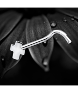 925 Sterling Silver Polished Plain Religious Cross Nose Stud Screw Pin Gift - $153.53 MXN
