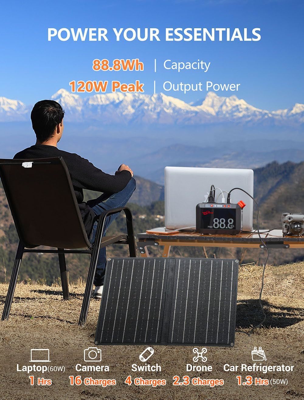 Solar Generator 88.8Wh Portable Power Station With Solar Panel Included ...