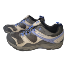 Merrell Womens Kimsey Hiking Shoes Charcoal Gray/ Blue Waterproof Leather 9.5 M - £19.83 GBP