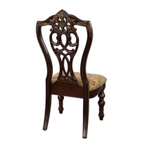 Formal Traditional Dining Chairs 2pc Set Dark Cherry Finish with Gold Tipping - £371.62 GBP