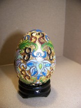 Vintage Cloisonne Enamel Egg w/ Stand 2 1/2&quot;  - £14.09 GBP