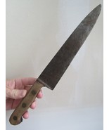 Primitive 1800&#39;s butcher knife antique VERY OLD long 13 1/4&quot; HAND FORGED - £44.84 GBP