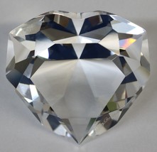 Signed Oleg Cassini Crystal Cut Diamond Heart Paperweight - For The One ... - $14.99