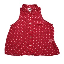 Aeropostale Shirt Womens S Red Sleeveless Collared Button Sheer Polyester - $18.69