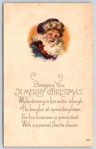 Postcard Santa Claus Merry Christmas Greetings Holiday Blue Suit - £6.32 GBP