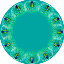 Betsy Drake Peacock 58 Inch Round Table Cloth - £55.52 GBP