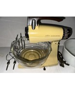 Vtg Sunbeam Mixmaster Harvest Gold 12 Speed-2 Mixing Bowls, Cord, Beater... - $79.48