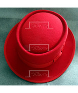 HATsanity Unisex Retro Wool Felt Pork Pie Hat - Red - £25.50 GBP