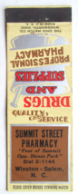 Summit Street Pharmacy - Winston-Salem, North Carolina 20 Strike Matchbook Cover - £1.56 GBP