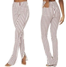 Weworewhat Women Jeans Ivory Rocker Stripe Stiletto Slit Stretch Size 25... - $39.54