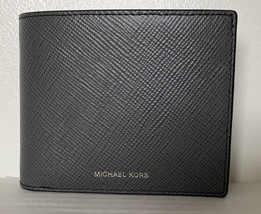 New Michael Kors Harrison Men&#39;s Slim Billfold wallet Leather Greyhound - £30.36 GBP