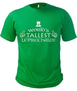 World’s Tallest Leprechaun Funny St. Patrick’s Day Irish Shirt Size L Green - £11.89 GBP