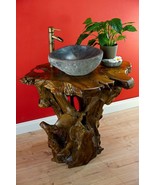 Basin Solid Wood Bath Root Wood Teak Bathroom Waschtischkonsole Rustic - $26,781.04 MXN