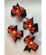 Hair Bows ~ Minnie Mouse style red/white dots bow barrette clips - $92.51 MXN