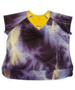 Reebok Workout Top Womens Plus Sz 26/28 Purple Gold Tee Athletic T Shirt - £17.93 GBP
