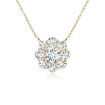ANGARA Lab-Grown 0.51 Ct Round Diamond Halo Pendant Necklace in 14K Gold - £689.09 GBP