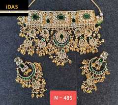 Kundan Jewelry Indian Earrings Necklace Tikka Set New Year Chokar Bridal Weddim5 - £58.17 GBP