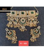Kundan Jewelry Indian Earrings Necklace Tikka Set New Year Chokar Bridal... - €63,40 EUR