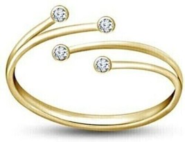 14K Yellow Gold Plated 0.20Ct Round Simulated Diamond Adjustable Toe Foot Ring - £52.27 GBP