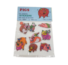 VINTAGE 1983 LAURIE IMPORT THREE 3 DIMENSIONAL PUFFY ANIMAL PIGS STICKER... - $37.05