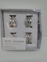 Glitz &amp; Glimmer Jeweled &amp; Embellished Napkin Rings - Set of 4 - Metal New - $6.00