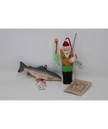 Midwest Imports of Cannon Falls Fisherman Santa &amp; Rainbow Trout Ornaments - $26.05 CAD