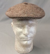 Vintage Kangol England Brown Tweed Newsboy Cabbie Driving Hat Cap Mens XL - £13.84 GBP