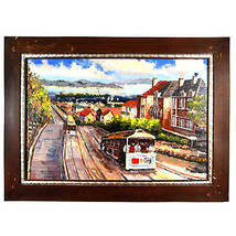 San Francisco Chariot Cars / Bay Aire Vue Encadré Imprimé sur Toile 24 &quot; x36 &quot; - $522.44